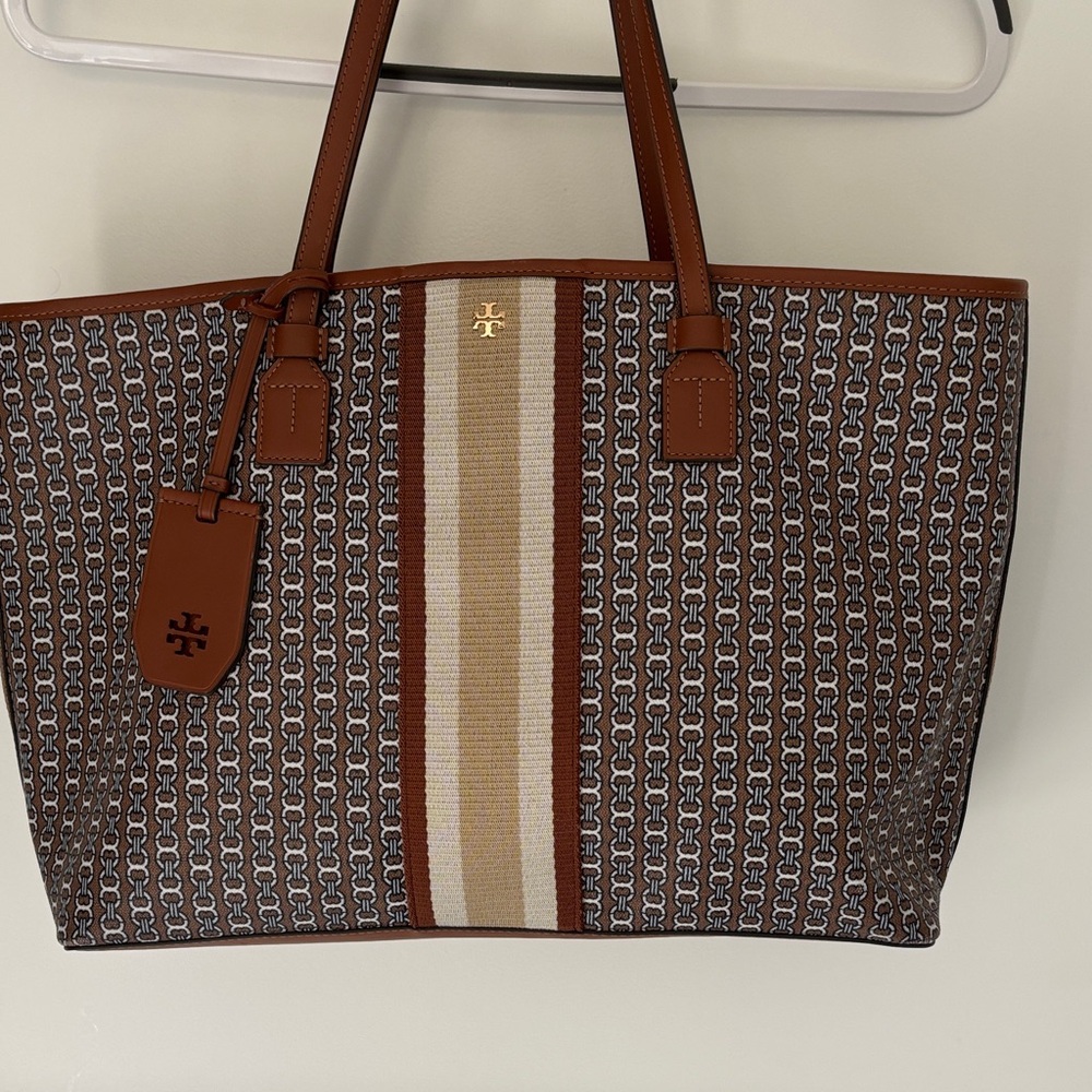 Tory Burch Brown and Cream Tote Bag